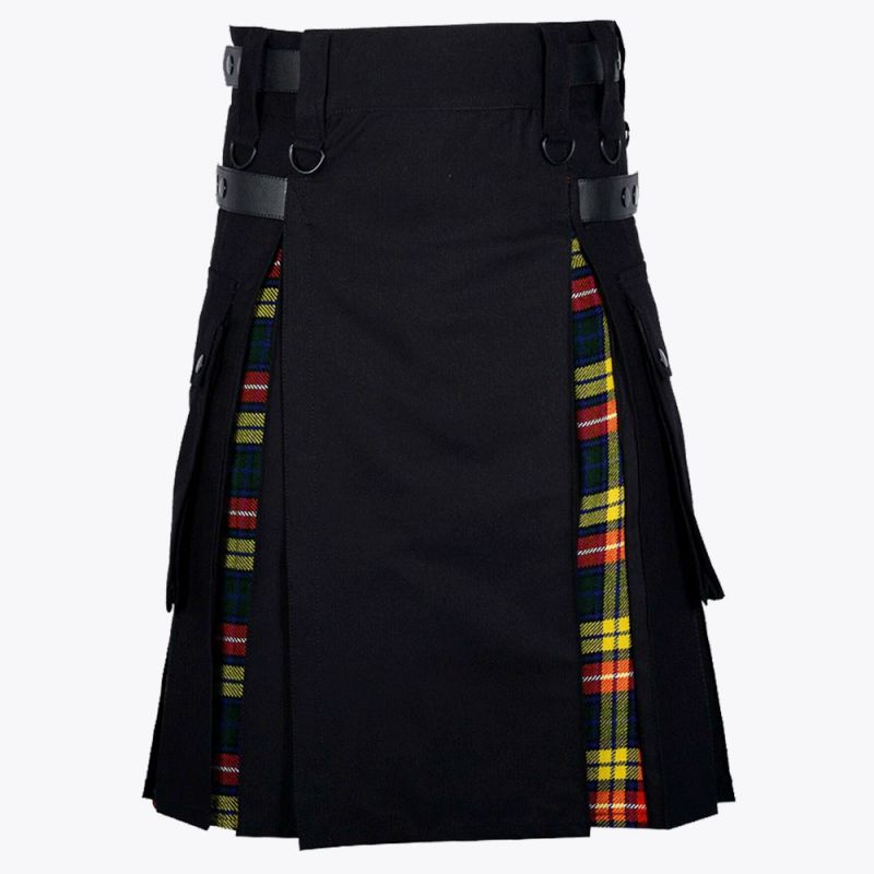 Black Cotton Buchanan Tartan Hybrid Kilt
