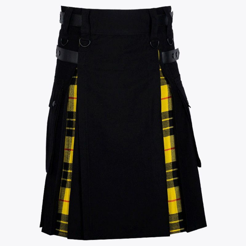 Black Cotton Macleod of lewis Tartan Hybrid Kilt
