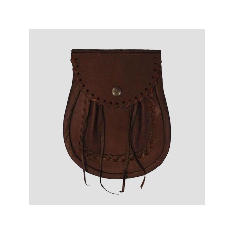 Braided Edge Brown Leather Sporran Braided Edge Brown Leather Sporran