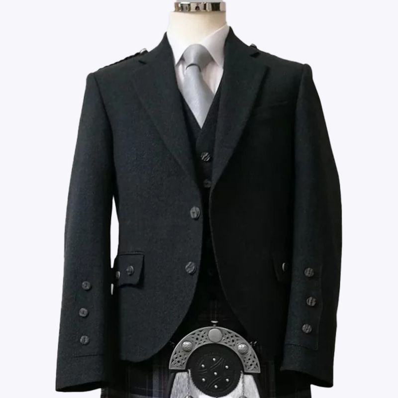 Charcoal Argyll Tweed Kilt Jacket and Vest