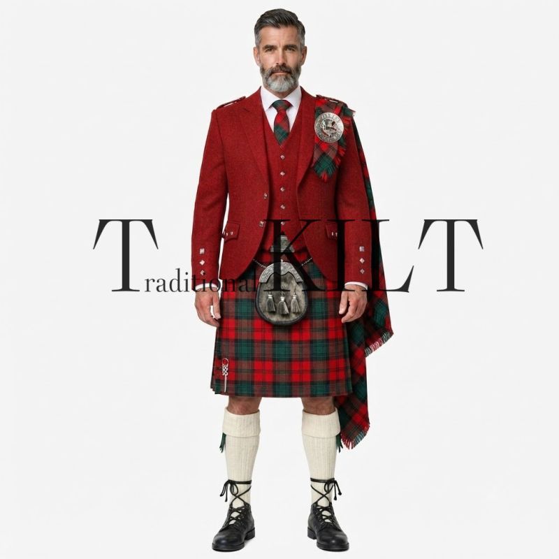 Clan Kerr Tartan Kilt And Red Argyle Jacket Kilt Outfit Clan Kerr Tartan Kilt And Red Argyle Jacket Kilt Outfit