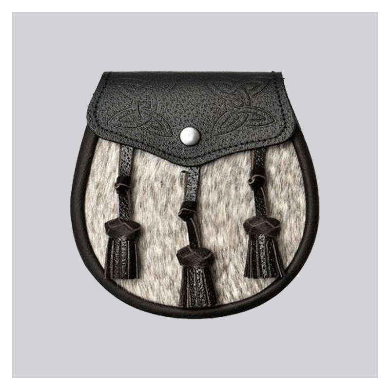Dark Brown Celtic Embossed Calfskin Semi Dress Sporran