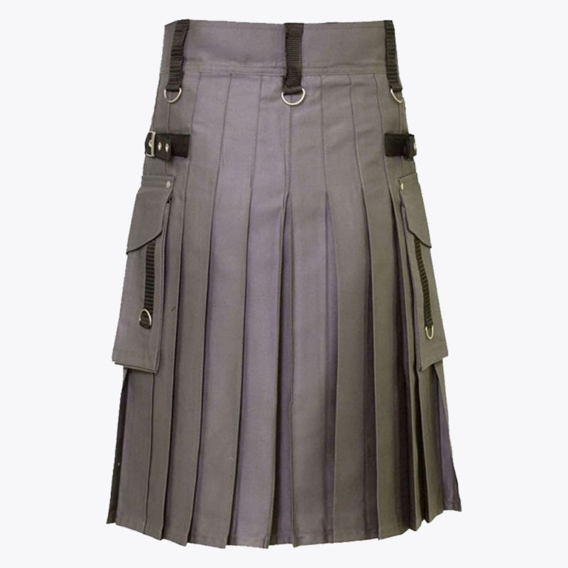 Grey Utility Kilt For Active Man