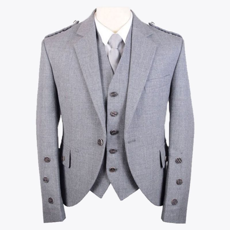 Grey Argyll Jacket And Vest With Tweed