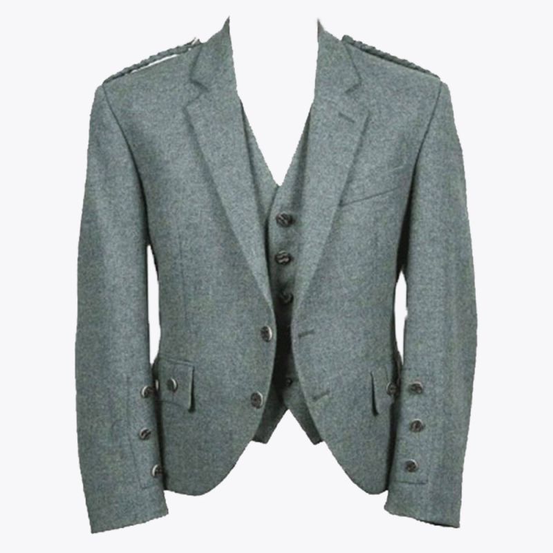 Mens Lovat Green Argyle Kilt Jacket And Vest