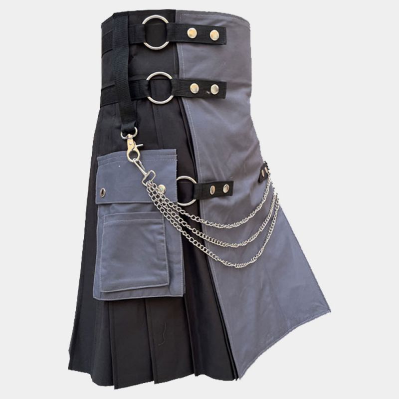 Modern Black & Gray Utility Kilt
