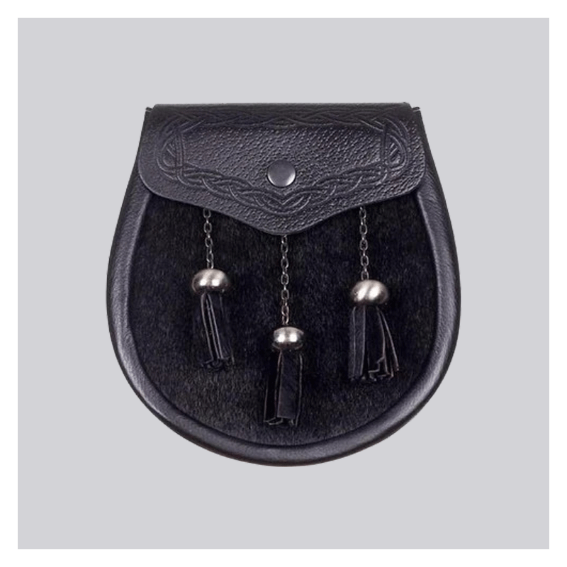 Semi Dress Black Calfskin Celtic Design Sporran