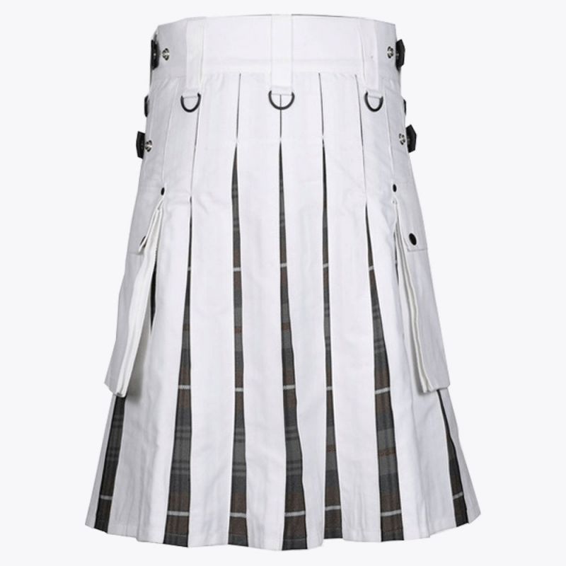 White Cotton Utility Hybrid Kilt
