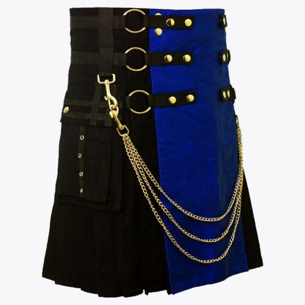Black & Blue Hybrid Utility Kilt For Men
