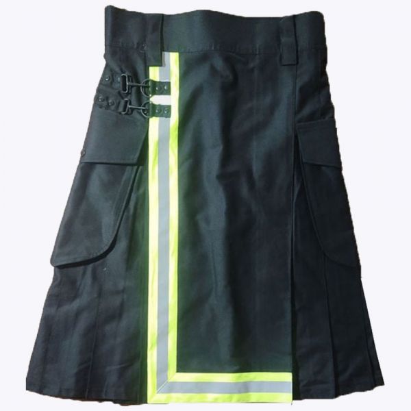 Black Utility Kilt with Yellow Trim
