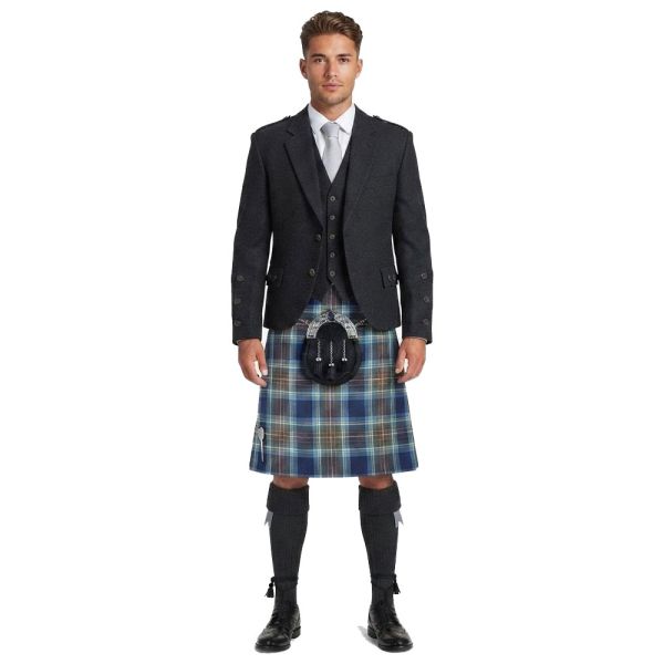 Holyrood Tartan Kilt With Charcoal Jacket Outfit

