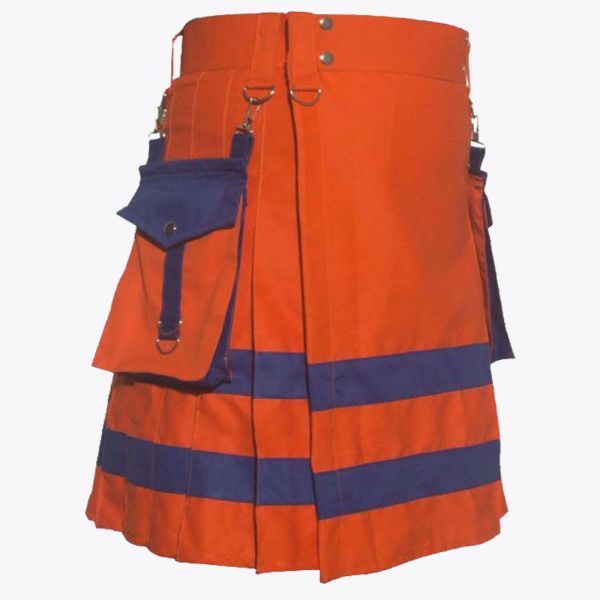 Orange & Blue Scottish Utility Kilt
