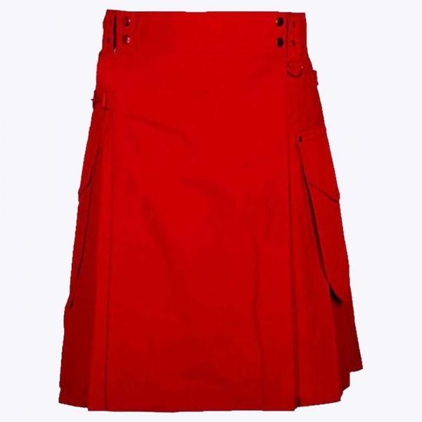 Red Utility Kilt For Men
