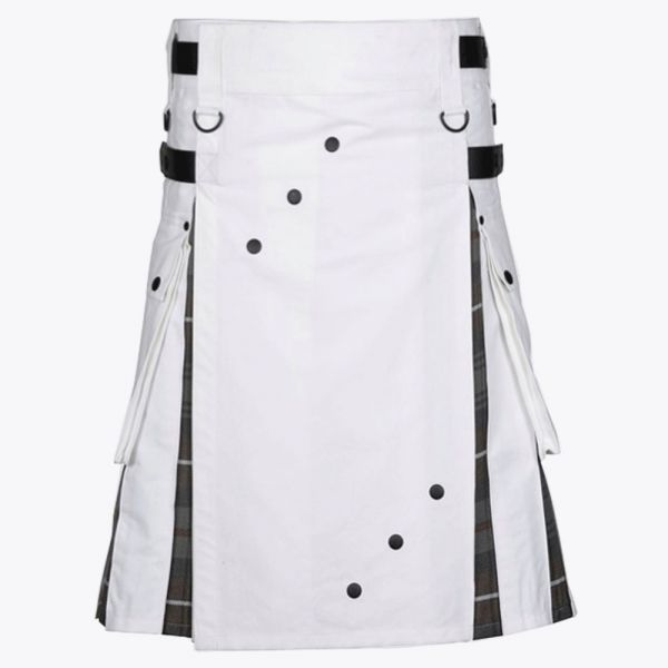 White Cotton Utility Hybrid Kilt
