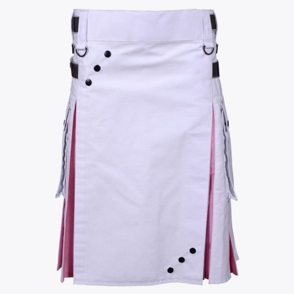 White & Pink Hybrid Utility Kilt