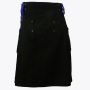 Black Deluxe Modern Kilt & Blue Straps Style With Blue Cargo Pockets
 thumbnail