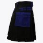 Black Deluxe Modern Kilt & Blue Straps Style With Blue Cargo Pockets
 thumbnail