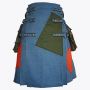 Blue Jean Denim Utility Kilt with Cargo Pockets
 thumbnail