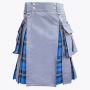 Ramsay Blue Tartan & Grey Cotton Hybrid Utility Kilt For Men
 thumbnail